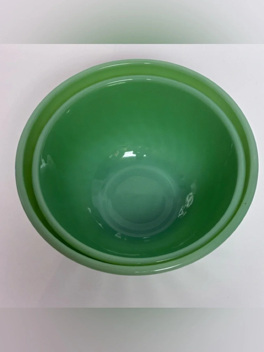 Vintage Green Swirl UNMARKED Nesting Mixing Bowl Set of 2